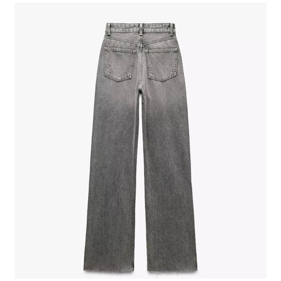 Zara Wide Leg High Rise Denim Jeans in Gray Washed - Picture 4 of 15